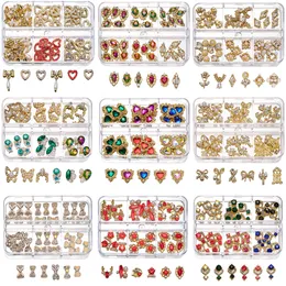 Decorações de arte da unha 2430pcs Luxo de luxo Dangle 6GridsBox Crystal Parts Charms 3D Charms aleatórios Jóias de jóias de joias 230818