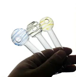 10cm smoking pipes Pyrex Glass Oil Burner Pipe Clear Tube Thick Hand Tobacco Dry herb