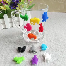 Tea Pets 12PCS/ Set Party Dedicated Animal Suction Cup Wine Glass Silicone Label Glasses Recognizer Marker Accessories