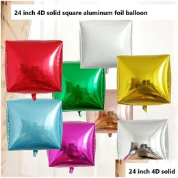 Sonstige Spielzeug -Party -Dekoration 10pcs/Pack verkaufen 24 Zoll 4D Stereo Square Aluminium Ballon Großhandel Geburtstagsfestival Regenbogenfarbe F DHBXS