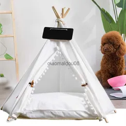 لوازم الحيوانات الأليفة الأخرى ، خيمة Teepee للكلاب Cats Cats Canvas Canvas Tents Cat Bed Bed Teepee Houses مع وسادة ناعمة للداخلية في الهواء الطلق HKD230821