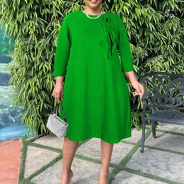 Casual Dresses Elegant Women 2023 Solid Round Neck Full Sleeve Straight Loose Mid Calf Causal Female Daily Wear Vestidos Mujer African
