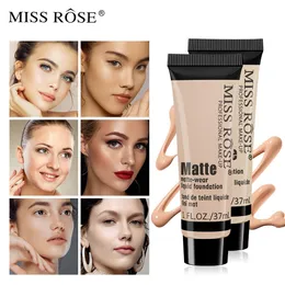 Miss Rose Foundation Mampo de 37 ml de alta cobertura base de maquiagem duradoura Creme facial Creme à prova d'água Face iluminada Corretor de cor base