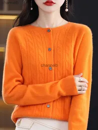 Kvinnors stickor Tees Grace Spring Kvinna O-Neck 100% Cashmere Merino Wool Sweater Women Sticked Cardigan Twisted Knitwear Loose Tops Traf Y2K HKD230821