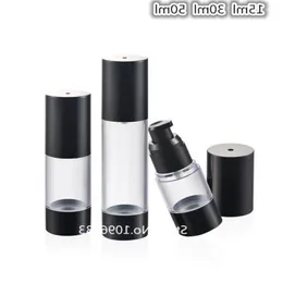 20pcs Black Airless Bottle Emulion Loção Bomba Portátil para Creme Fundação Essence Oil 15ml 30ml 50ml Mnowt