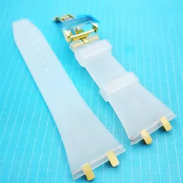 27mm Clear Color Gummi -Gurt 18mm Gold Stahl stahllosen Klappgurt für AP Royal Oak 15400 15390 39 mm 41 mm Models Watch305p