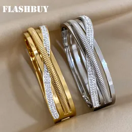Брушковые флэшбурская ветра эластичная цепь золотой серебряный цвет из нержавеющей стали браслеты для женщин модные аксессуары 230821