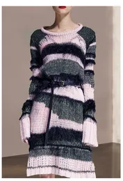 Kadın Sweaters Portakal Kadın Kazak Elbise Kış Uzun Kollu Çizgili Seksi Lady Noel Elbiseleri Vestidos So2410