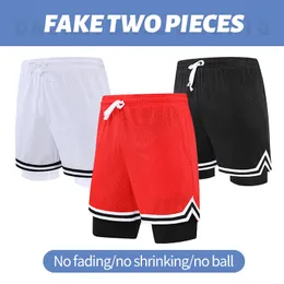 Shorts masculinos homens falsificaram dois shorts de basquete de verão de secagem rápida shorts de corrida mais tamanho respirável shorts de exercício 230822