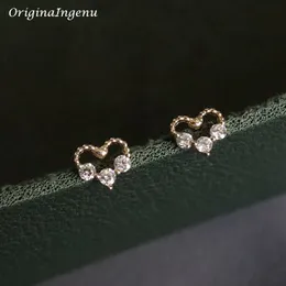 Manguito de orelha sólida 9k ouro delicado brincos de coração 9k jóias femininas minimalistas elegantes manchas de casamento resistan fino 230822