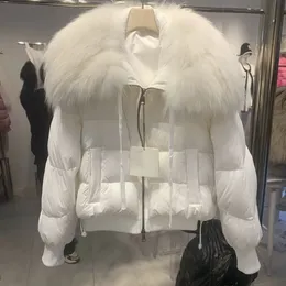 Womens Fur Faux European Version Winter Light Luxury Allmatch Big Collar Loose LongSleeved Bread Korean Duck Down Jacket 230822