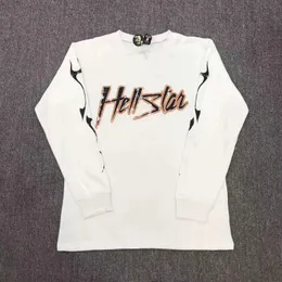 남자 Tshirts Hellstar Tee Top Graffiti Alphabet 레코드 플레이어 인쇄 부부 Long Sleeve Tshirt 남자 스트리트웨어 여성 의류 Harajuku 230821