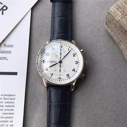 NYHET KRONOGRAPH MEN Titta på 3 Style Högkvalitativ Watch 41mm Portugieser Mechanical Mens Watch Steel Case Leather Strap Sport Watches224s