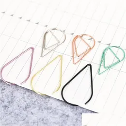 Arquivo Supplies Wholesale 10pcs Modelagem Papel Clips Metal Water Drop Shape Markmark Memorando Clipe Escola Stationery 1.5x Otllr