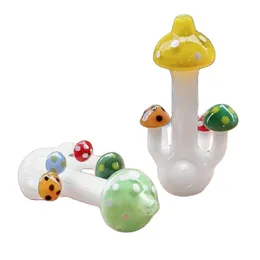 Customize Mushroom Shape Glass Pipes Glass Smoking Pipe Manufacture Hand-blown and Beautiful Handcrafted Pipe Smoking Accessories Dry Herb Tobacco Bong 4inch