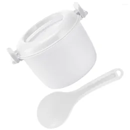 Dubbelpannor Mikrovågsugn Lunchlåda Risbehållare Aktivare Mikrovågbar liten bento Simple Containers Hemma matlagningsbar plagg Ångare