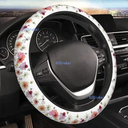 Steering Wheel Covers Colorful Wildflowers Cover With Butterflies Bees Ladybugs Floral Border Universal 15 Inch