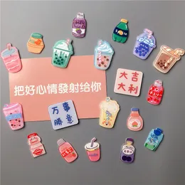 Creative Acrylic Refrigerator Sticker Magnet Mini Cartoon Beverage Milk Tea Personalized Decoration Sticker