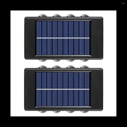 Vägglampa 8 LED Solar Outdoor Waterproof Up Down Lysande Lighting Garden Lights Trappor Fense Solljus