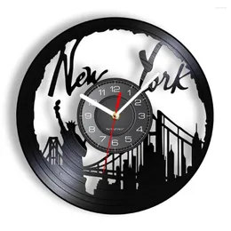 Walluhren York Uhr NY Brooklyn Bridge Kunst Vintage Rekord USA CityScape Reise Geschenk dekorativ
