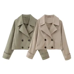 Giacche da donna Green Khaki Giacca corta per donne 2023 Trench a vento a vento sciolto Spring Autumn Autunno Demiseason Fashion Corea Vintage Casual 230821