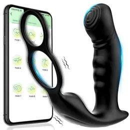 Male Prostate Massager Penis Cock Vibrator Anal Butt Plug Testicle Stimulator Delay Ejaculation Ring for Men Couple