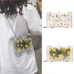 Totes Casual PVC Transparent Clear Flower Women Small Square Bag Crossbody Bags Shoulder Bag Handbag Jelly Small Phone Handbags HKD230822