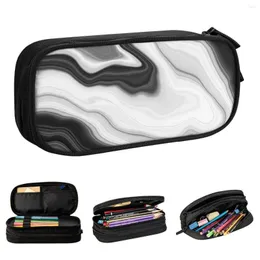 Black And White Marble Pencil Case Abstrack Ink Art Pen Box Bag Girl Boy Large Storage Students School Gifts