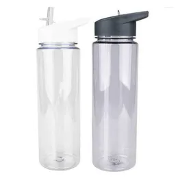 Wasserflaschen 750 ml Sportflaschen Transparent Strohbecher mit Lecksof-Out