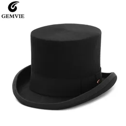 Chapéus de aba larga balde gemvie 54 polegadas 100% de lã de lã Felt Top Hat para Menwomen Cylinder Topper Party Fedora Magician 230821