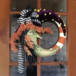 Other Event Party Supplies Halloween Wreath Witch Moon Wreath Ghost Christmas Party Pendant Door Hanger Burlaps Jack-o-Lantern Wreath Home Decoration 230821