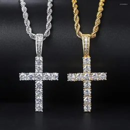 Pendant Necklaces Hip Hop Cross Necklace Chain For Men Women Iced Out Zircon Crystal Wholesale Jewellery Accessories OHP003