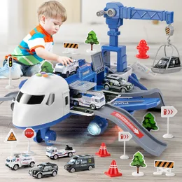 Diecast Model Deformation Music Simulation Track Inertia Toy Aircraft Stor storlek Passagerarplan Kids Airliner Car for Children's Gift 230821