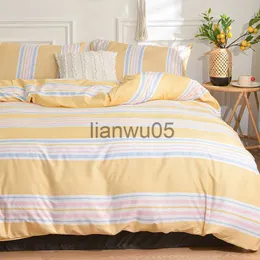 Bettwäsche-Sets Queen-Bettbezug-Sets, gelb gestreifter Bettbezug mit Bezug, Cobertor 2 Plazas Cama, King-Size-Bett, 240 x 220 cm, Bezug x0822