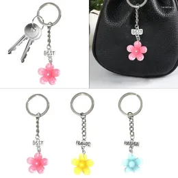 Keychains Flower Bag Pendant Keyrings Silicone Material Keys Rings Friend Keyring For Women Girl