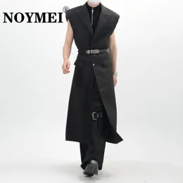 남성용 재킷 Noymei Deconstruction Shoulder Pad Vest 가을 트렌치 코트 무릎 슬리브 레벨리스 재킷 블랙 WA2140 230822 위에 아방가르드 디자인