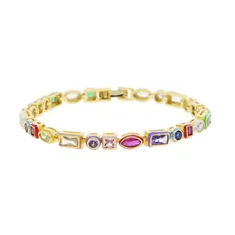 Charm Bracelets Bezel Enamel Rainbow Geometric Various Shaped CZ Cubic Zirconia Tennis Chain Bracelet Fashion Women Jewelry 230821