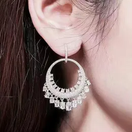 Dangle Küpeler Moda Markası Clear ve Yeşil Kübik Zirkon Kadın Modaya uygun Avrupa Tarzı Kadın Damla Küpe Boucle D'Oreille E-408