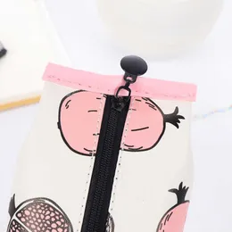 Lärande leksaker Creative Pomegranate Strawberry School Pencil Case Cute Pu Leather Pen Bag Kawaii Stationery Pouch Office School Supplies Zakka