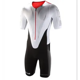 Cykeltröja sätter Huub Cycling Triathlon Suit Summer Men Kort ärmar Skinsuit Ropa Ciclismo MTB Running Bicycle Roadbike Bodysuit Bike Clothing 230822