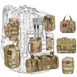 Рюкзак упаковывает пакеты Molle Hunting Bag Outdoor Accessories Taist Pack Инструменты для выживания. Комплект EDC для тактических ремней рюкзак 230821