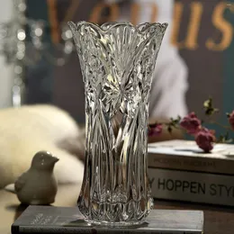 Vaser Glass Vase Bookhelf European Style Desktop Decor Minimalist Lare Capacity Flower Arrangement för familjevänner Neighbours Present