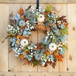 Other Event Party Supplies Maple Leaf Pumpkin Wreath Artificial Wreath Halloween Thanksgiving Garden Door Decor Pendant Autumn Harvest Courtyard Garland 230821