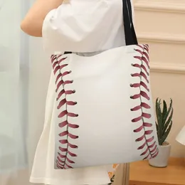 スーパーボウル風の野球プリントキャンバスバッグクリエイティブ広告ショッピングバッグの卸売折りたたみ可能なポータブルトートバッグハンドバッグ