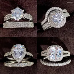 Anéis de cluster 14 estilos 925 designer de prata esterlina cenário redondo de corte para mulheres jóias de noivado de moda personalizadas