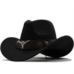 Wide Brim Hats Bucket Wome Men Black Wool Chapeu Western Cowboy Hat Gentleman Jazz Sombrero Hombre Cap Dad Cowgirl Size 5658cm 230822