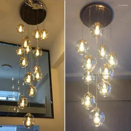 Lampy wiszące LED Dupleks schodowe długie żyrandol Villa El Rotating salon Loft Mała lampa mieszkalna