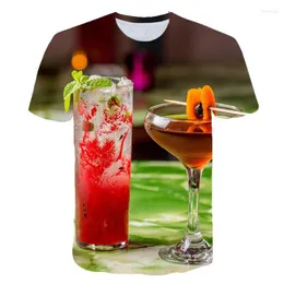 Camisetas masculinas Bolha de cerveja 3D Impresso verão inimitável-pescoço O-pescoço curto Casual Casual Camiseta Camiseta Tops
