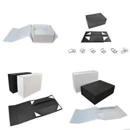 Gift Wrap Foldable Black White Hard Box With Magnetic Closure Lid Favor Boxes Childrens Shoes Storage 22X16X10Cm Lx3806 Drop Delivery Dheaj