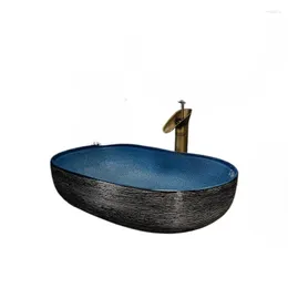 Badtillbehör Set Jingdezhen Ceramic Countertop Basin Art Wash Kile Change Starry Sky Glaze Washbasin Oval Washing Single Hushåll